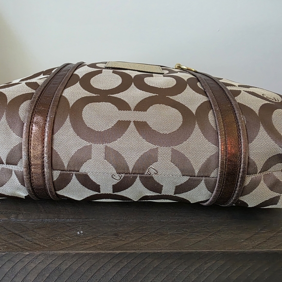 Coach Y2K Poppy Op Art Glam Tote In Metallic Bronze - Picture 13 of 16